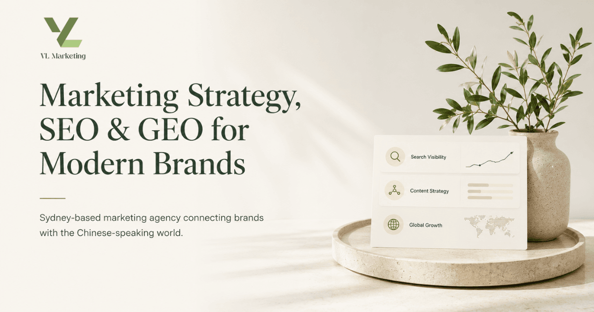 VL Marketing brand visual representing marketing strategy, SEO, GEO and digital growth.